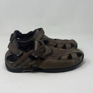 Teva Sampago Fisherman Sandals Mens 12 Brown Leather Hiking Camping Ankle Strap